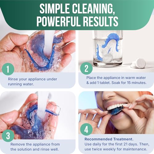 DENTTACH Retainer & Denture Cleaning Tablets, 5-Month Supply, Peppermint