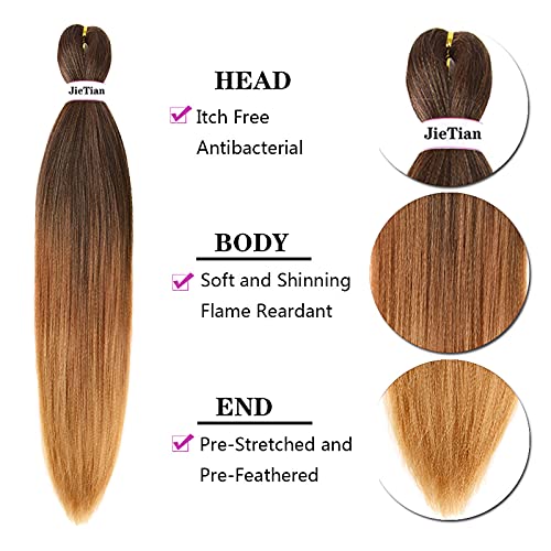 Liang Dian 30 Inch Ombre Synthetic Braiding Hair 8 Pack Pre Stretched Crochet Extensions