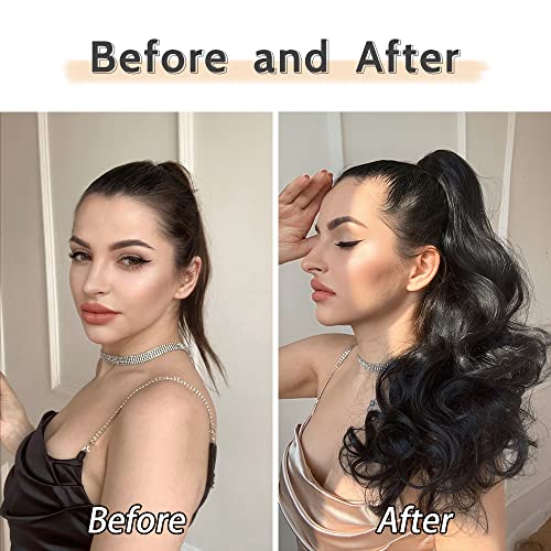 StrRid 20 Inch Black Wavy Claw Clip Ponytail Extension for Women