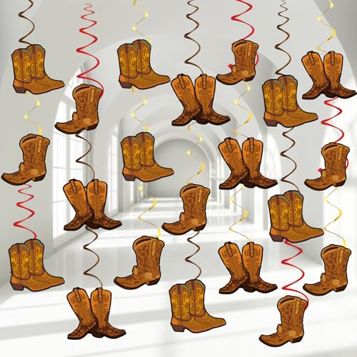 Cowboy Themed Hanging Swirl Decorations - 60 PCS Rodeo Party Supplies