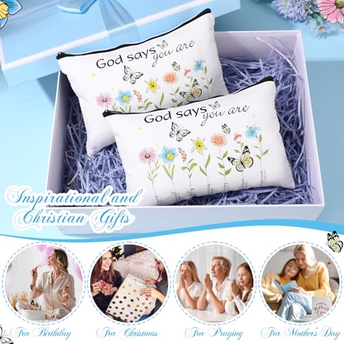 Chunful 10-Pack Inspirational Canvas Makeup Bags - White Religious Gift