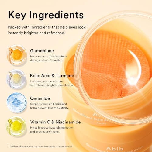 Abib Glutathione Kojic Acid Eye Patches for Dark Circles & Radiance - 60ct