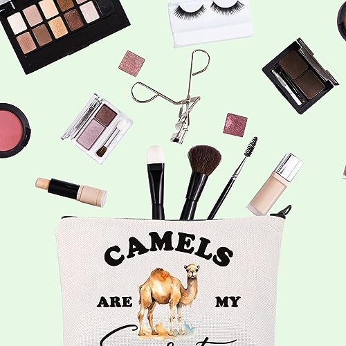 Camel Lover Canvas Makeup Bag - Travel Cosmetic Organizer Zipper Pouch