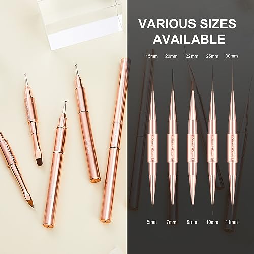 Shine Chance 9-Piece Professional Nail Art Brush Set, Rosegold Double-Ended