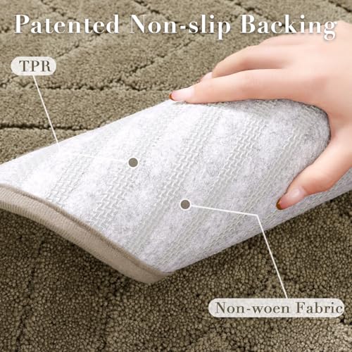 Hicorfe Non-Slip Kitchen Runner Rug 20"x48" - Tan Absorbent Mat