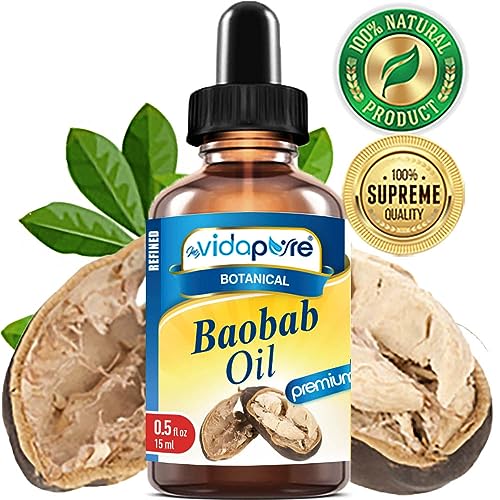 MYVIDAPURE 0.5 Fl Oz Pure Wild Baobab Oil for Skin, Hair, Lips & Nails — Unrefined Moisturizer