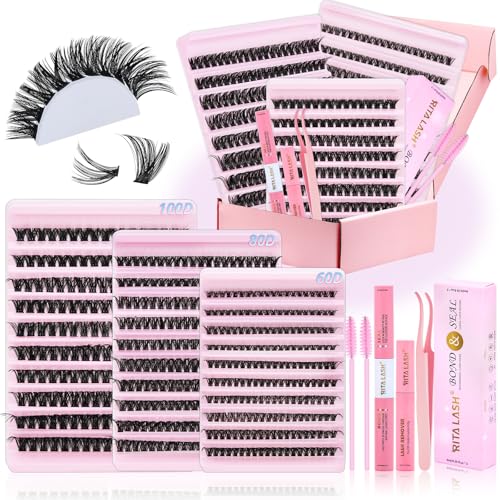 RITALASH 60D+80D+100D Lash Clusters Kit for Natural & Dramatic Looks