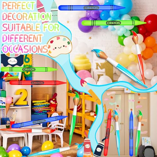 Inflatable Paint Brush & Crayon Balloon Set - 6 Pcs for Parties