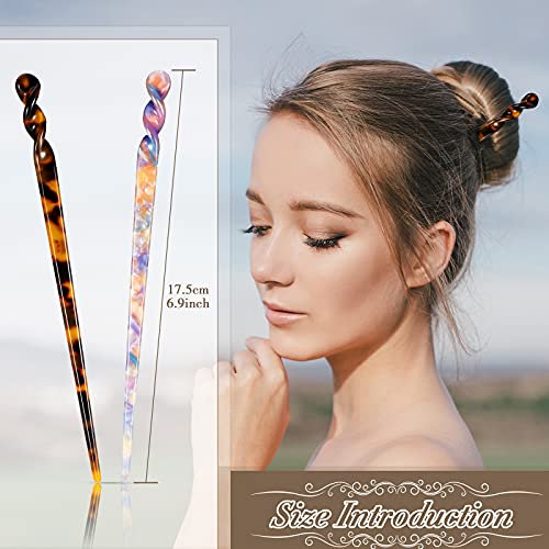 12-Piece Acetate Hair Stick Set - Tortoise Shell Hairpins for Updos