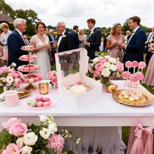 4 Pack Clear Window Bento Cake & Cupcake Boxes - Perfect for 5 Cupcakes & Mini Cake