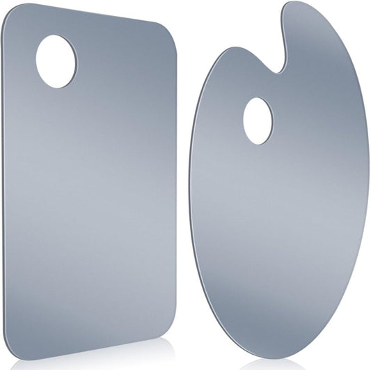 Acrylic Paint Palette - 2 Pack 11.8 x 7.9 Inch Neutral Grey | Easy to Clean Non-Stick Artist Pallet for Oil & Watercolor
