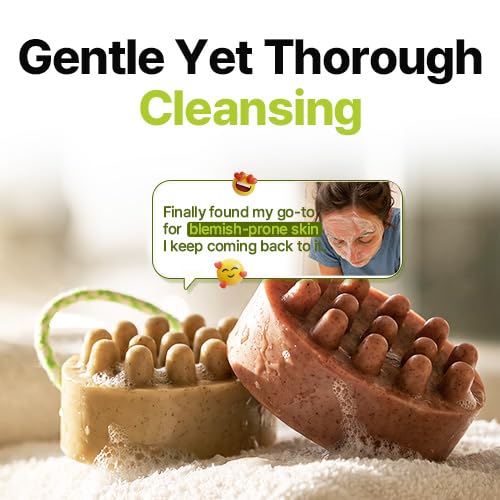 K-Beauty Lemon Facial Cleansing Bar for Oily & Sensitive Skin - Natural Korean Handmade Soap