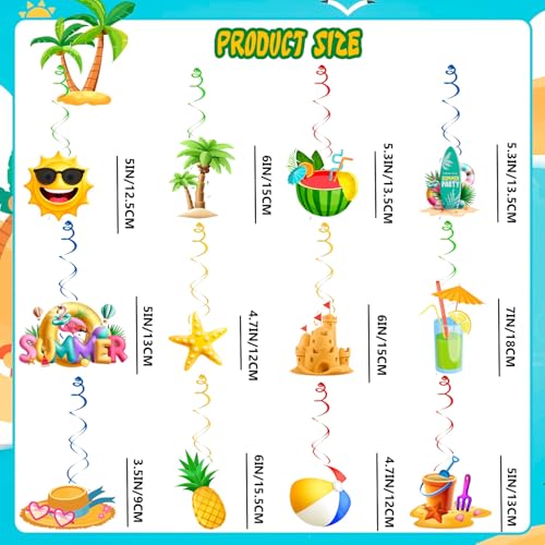 33pcs Tropical Beach Pool Party Hanging Decorations Kit