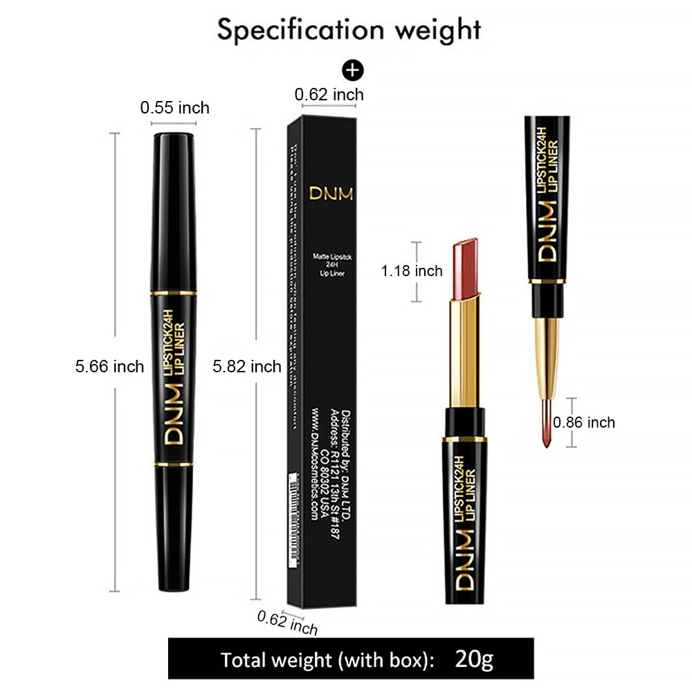 HHLTOH 3Pcs 2-in-1 Lip Liner and Lipstick Set for Women, Nude Brown Rose Gold Matte & Metallic Shimmer Lip Kit, Long-Lasting Waterproof Non-Drying Lipstick for Mature Skin, Vegan & Cruelty-Free