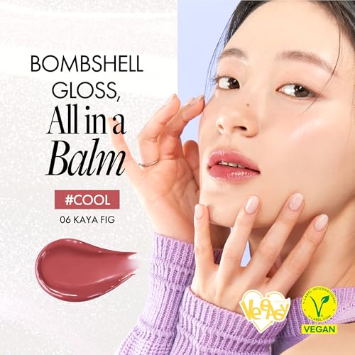 rom&nd Glasting Melting Lip Balm - Hydrating Tinted Gloss 0.12 oz - #06 Kaya Fig