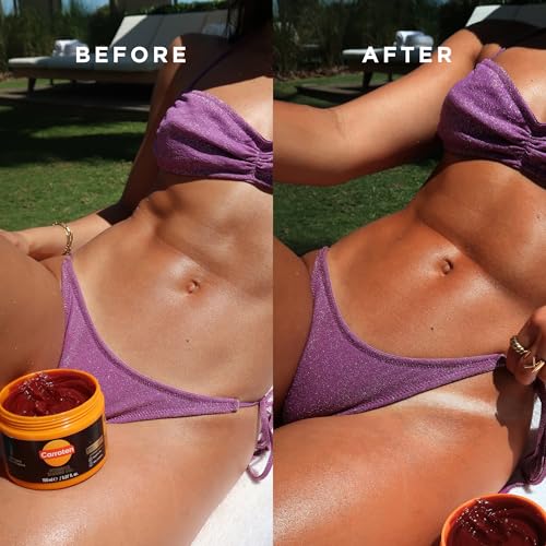 Carroten Intensive Tanning Gel | Browning Tan Accelerator | Non-Greasy, Water-Resistant with Carrot and Coconut Oil | Vitamin A & E For Moisture & Hydration | Made in Greece | 5 oz + Spatula