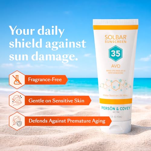 Person & Covey Solbar AVO SPF 35 Sunscreen 3 oz - Gentle Broad Spectrum Face & Body Sunblock, Sensitive Skin Formula