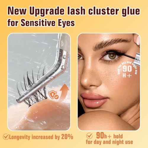 LANKIZ Sensitive Lash Cluster Glue - Variation 01, 72H Waterproof Hold, Latex-Free & Hypoallergenic Lash Bond & Seal