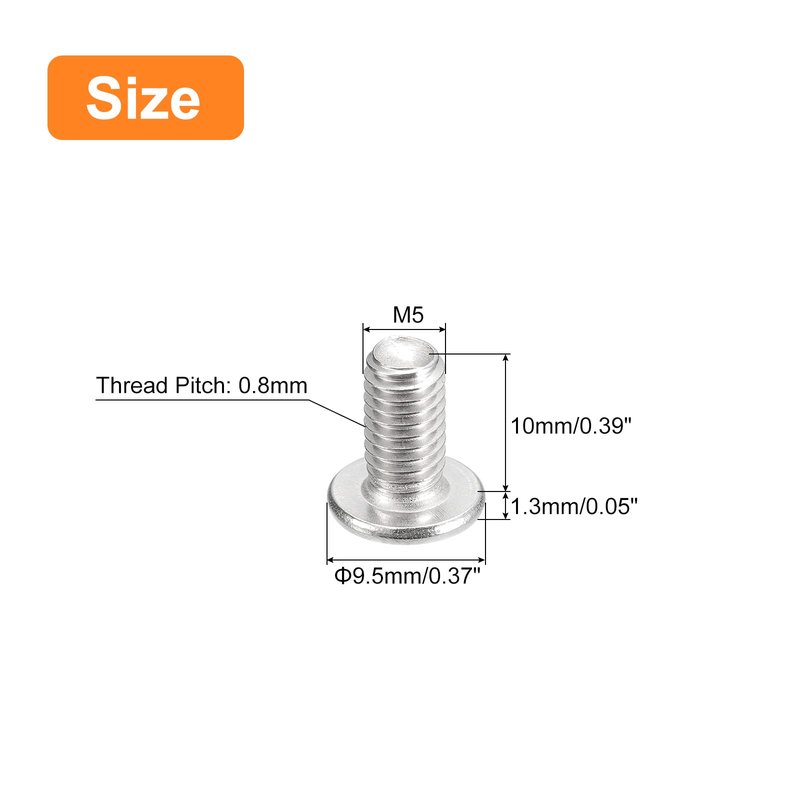 uxcell M5-0.8 x 10mm 20Pcs Flat Round Head Screws 304 Stainless Steel Phillips Drive Machine Screws Hardware Fastener for Furniture Connection