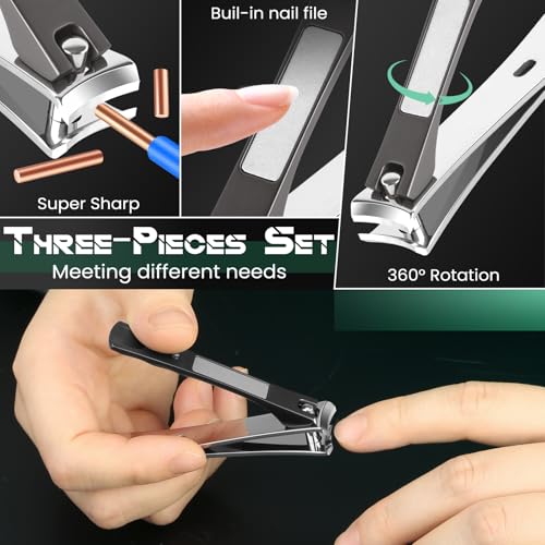 Vepkuso Black Heavy Duty Nail Clippers for Seniors, Thick & Ingrown Toenails