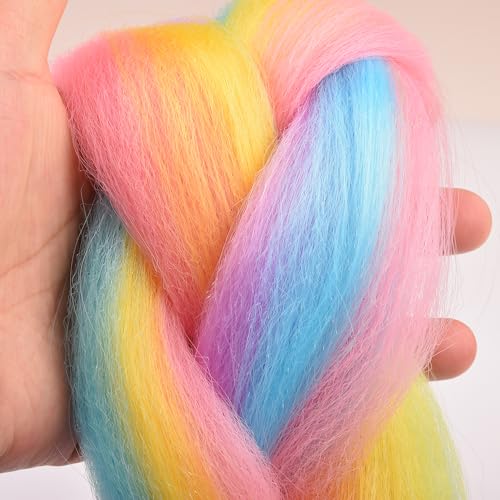 BACANA Ombre Rainbow Braiding Hair Mix Candy Colors 24 Inches Synthetic Extensions