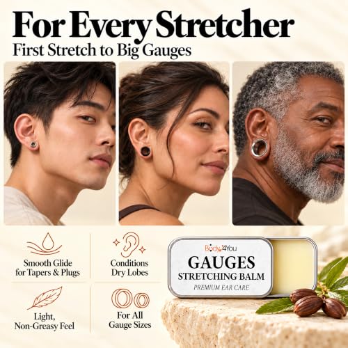 BodyJ4You 0.35 Oz Ear Stretching Balm with Jojoba & Castor Oil for Gauges