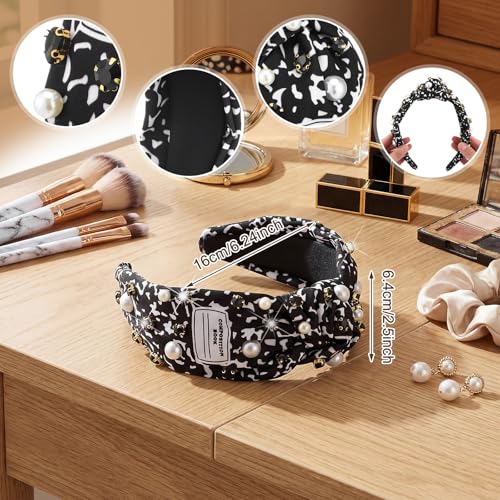 Composition Notebook Knotted Headband with Pearls and Crystals