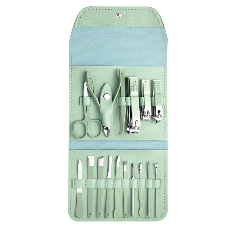 16 Piece Stainless Steel Manicure & Pedicure Set - Professional Nail Clippers, Cuticle Tools & Grooming Kit for Home Care