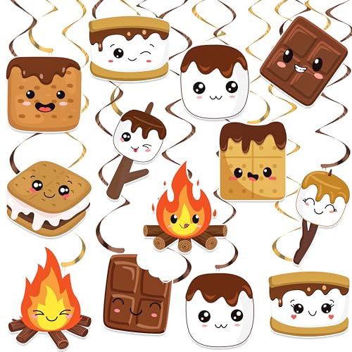 S'mores Bonfire Themed Hanging Swirls - 24 Double-Sided Decorations