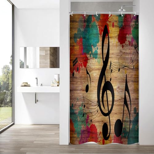 Colorful Musical Notes Shower Curtain - 36x72 Water Repellent Decor