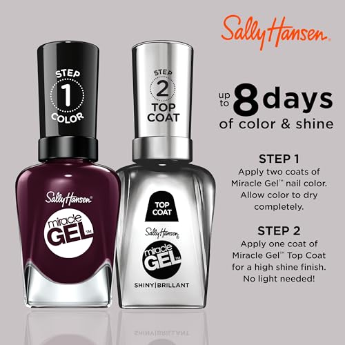 Sally Hansen Miracle Gel Nail Polish Cabernet With Bae 0.5 Fl Oz Long Lasting No UV Needed