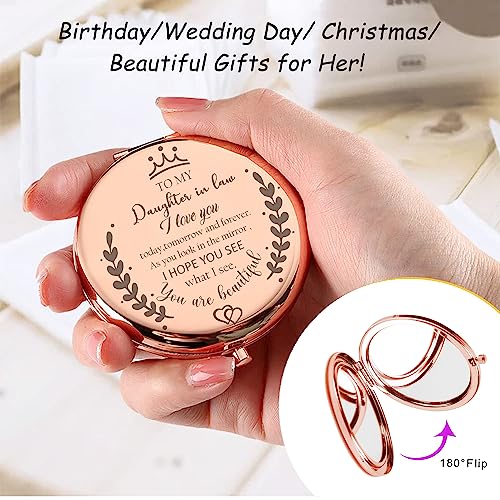 Rose Gold Compact Mirror for Daughter in Law - Mother in Law Gift