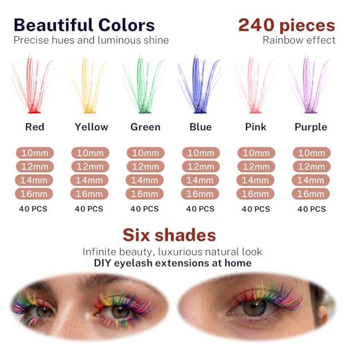 240 Pcs Colored Lash Clusters - 3D Faux Mink Eyelashes