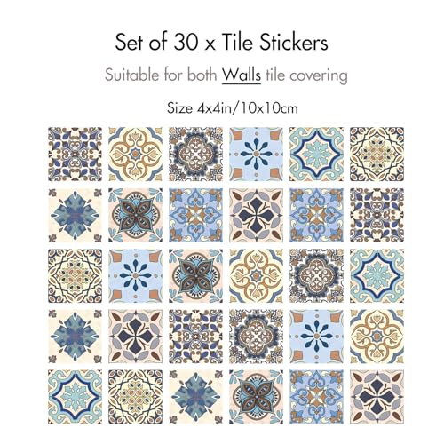 Moroccan Vinyl Decals 30-Pack - 4x4 Inch Waterproof Wall Stickers