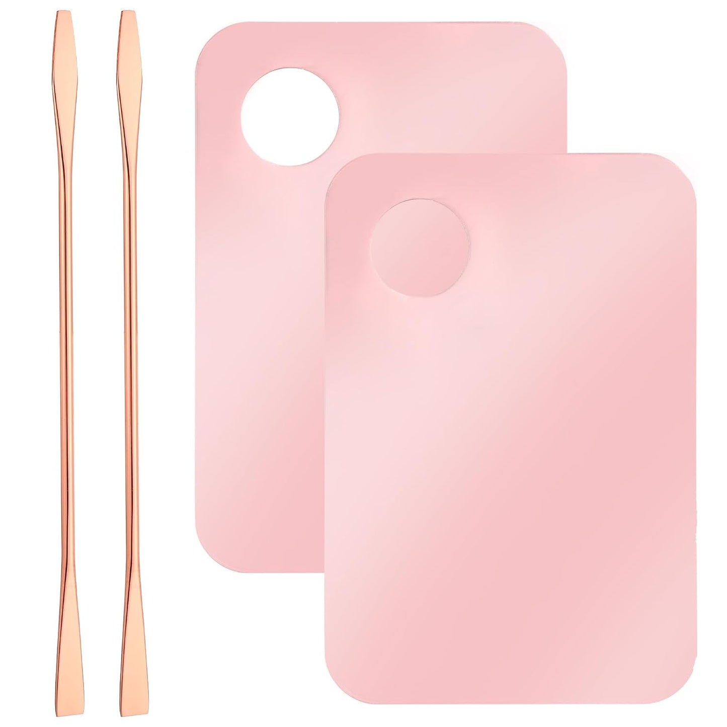 Acrylic Makeup Mixing Tray Set - 2 Pcs Foundation Palette with Spatula | Pink Cosmetic Mixing Palette for Eyeshadow & Nail Art