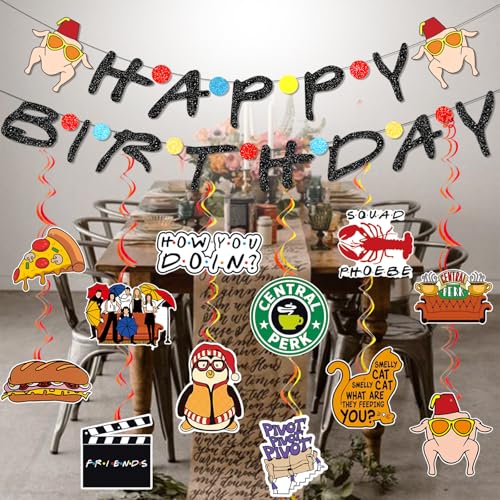 Friends Birthday Banner with Themed Cutouts - 6.5 Feet Decoration