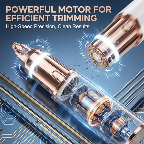 Facial Hair Remover for Women: 2 in 1 Electric Eyebrow Trimmer - Rechargeable, Waterproof, Portable, Precision Eyebrow Razor with LED Light (Champagne Gold)