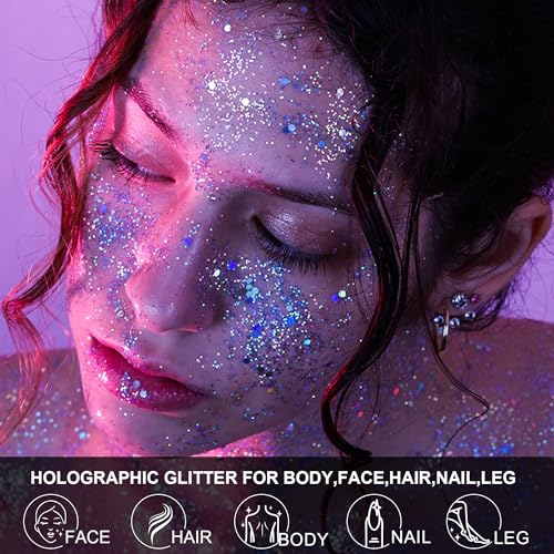 LATIBELL Glow in the Dark Body & Face Glitter Gel - 6 Colors