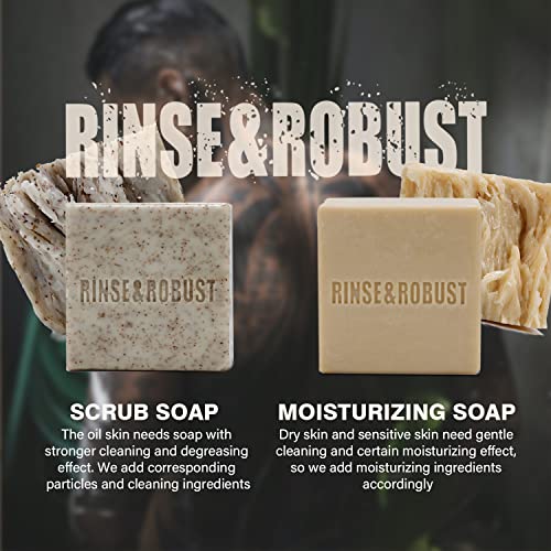 Rinse & Robust Natural Exfoliating Bar Soap Set for Men - 6 Pack