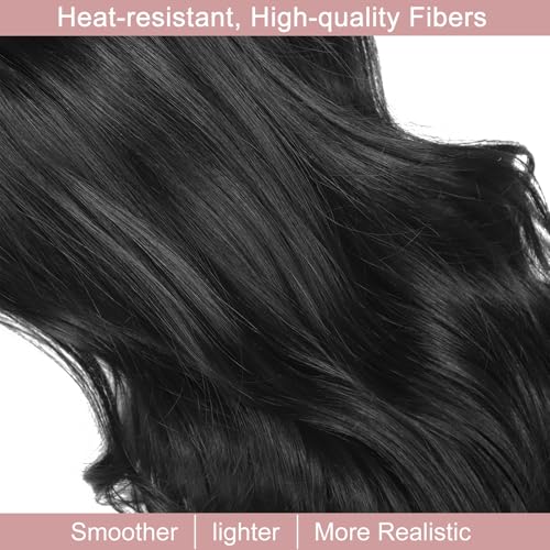 24-Inch Wavy Blonde Half Wig - Synthetic Clip-In Hair Extension