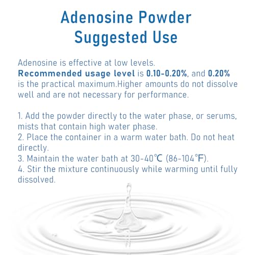 MAYKER Adenosine Powder 0.7oz - High Purity Cosmetic Grade DIY Ingredient