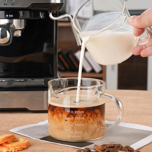 BCnmviku 250ML Espresso Cup with Handle - Clear Borosilicate Glass