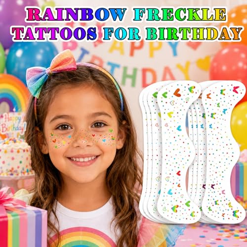 Rainbow Face Glitter Freckles - 8 PCS Temporary Tattoos for Pride