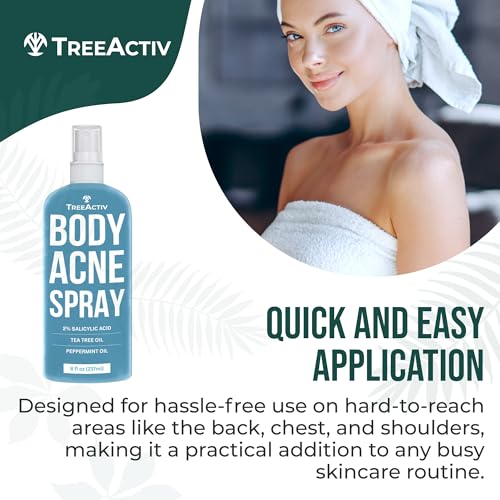 TreeActiv Body & Back Acne Spray with Salicylic Acid 8oz for Clear Skin