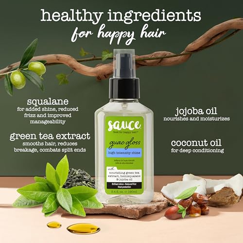 SAUCE Guac Hair Gloss - High Shine Vegan Hair Treatment, 3 Fl Oz