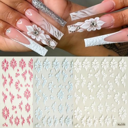 15 Sheets 3D Flower Nail Stickers - Colorful Floral & Butterfly Nail Decals
