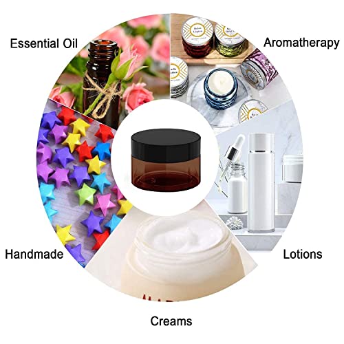 4 oz Amber Plastic Jars with Lids (Pack of 6) for Cosmetics, Ointments & Beauty Products
