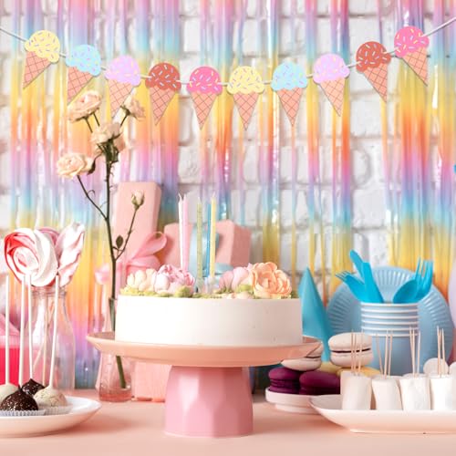 Ice Cream Banner Set - 4 Colorful Birthday Party Decorations