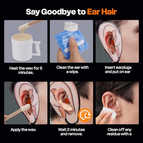 Wokaar Ear and Nose Hair Removal Wax Kit - 100g Wax, 30 Sticks