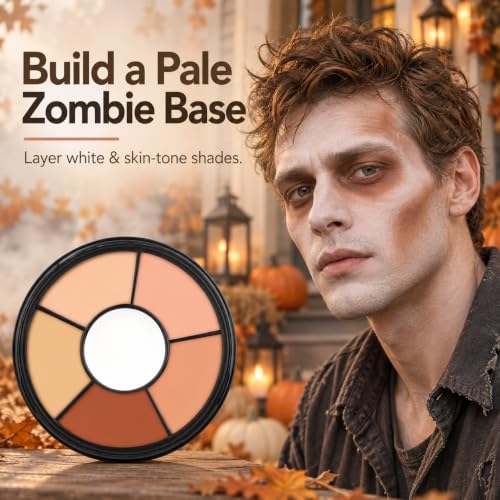 Go Ho 6 Colors Flesh Face & Body Paint Wheel - Cream-Blendable Zombie makeup palette, 6 colors flesh